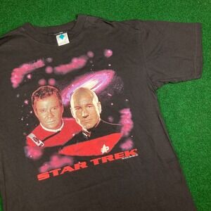 Vintage Star Trek Generations Shirt Mens XL Black 1994 Movie Promo Logo Kirk 90s